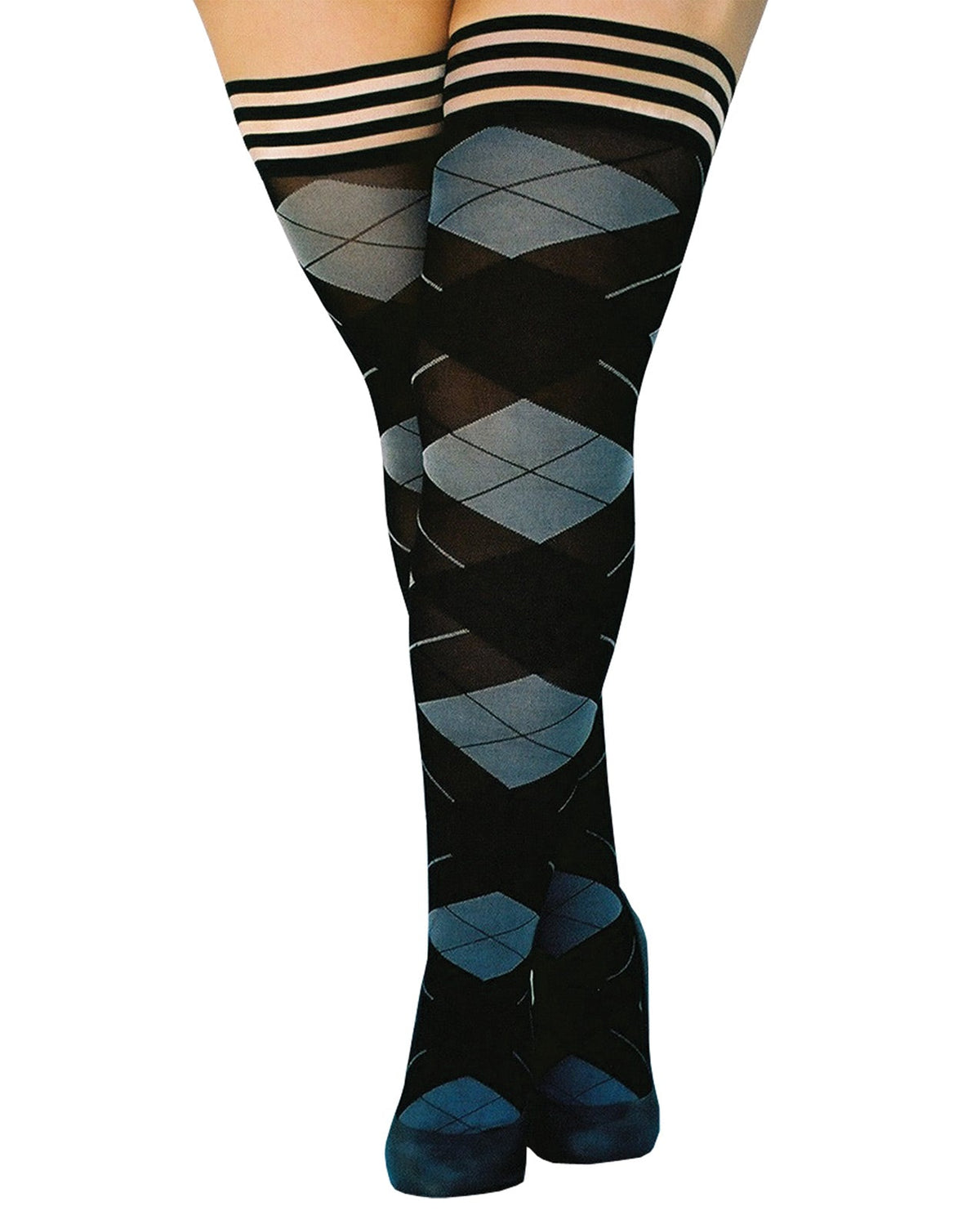 Kixies Kimmie Argyle Thigh Highs-Rebel Romance