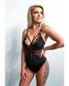 Kixies Signature Striped Bodysuit Teddy Black-Rebel Romance