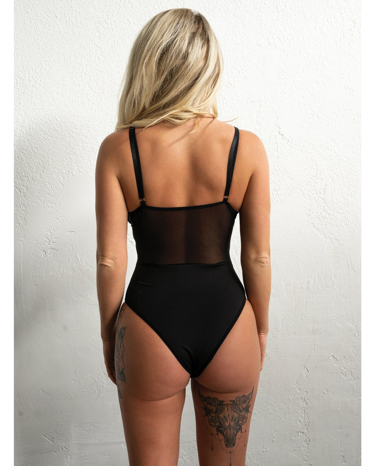 Kixies Signature Striped Bodysuit Teddy Black-Rebel Romance