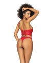 Mapale Wet Look Two in One Bustier Babydoll Set Red-Rebel Romance