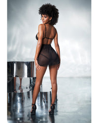 Mapale Mesh & Lace Two in One Babydoll Teddy w/Detachable Skirt Black-Rebel Romance