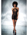 Mapale Shadow Stripe Halter Underwire Babydoll & G-String Black-Rebel Romance