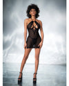 Mapale Shadow Stripe Halter Underwire Babydoll & G-String Black-Rebel Romance