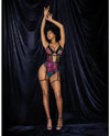 Mapale Flower Print Mesh Underwire Teddy w/Detachable Garter Straps-Rebel Romance