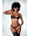 Mapale Mesh Cut Out Bra & Crotchless Panty Set Black-Rebel Romance