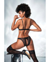 Mapale Mesh Cut Out Bra & Crotchless Panty Set Black-Rebel Romance