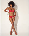 Mapale Shadow Stripe Underwire Bra Set w/Heart Detail & Crotchless Bottom Red-Rebel Romance