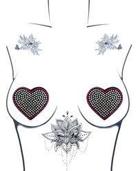 Burlesque Heart N' Soul Crystal Heart Pasties Pink/Clear-Rebel Romance