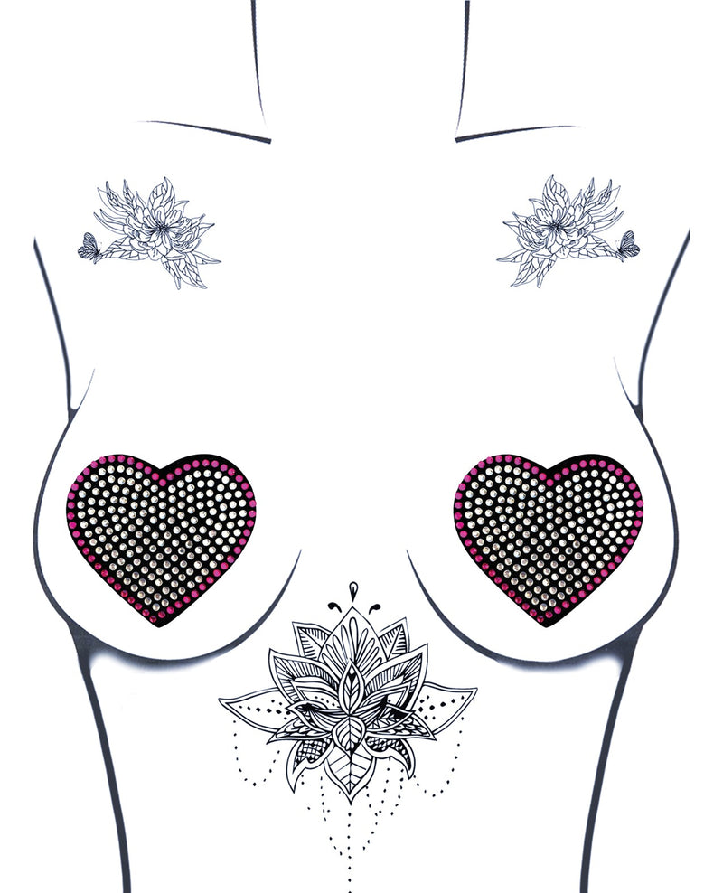 Burlesque Heart N' Soul Crystal Heart Pasties Pink/Clear-Rebel Romance