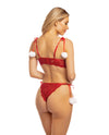 Holiday Mistletoe Kiss Underwire Open Shelf Bra & Panty w/Pom Pom