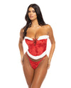 Holiday Santa's Entourage Boned Velvet Bustier w/Marabou Trim & G-String-Rebel Romance