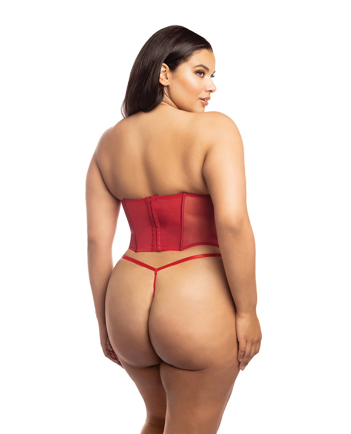 Curvy Holiday Santa's Entourage Velvet Bustier w/Marabou Trim Set-Rebel Romance