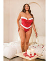 Curvy Holiday Santa's Entourage Velvet Bustier w/Marabou Trim Set-Rebel Romance