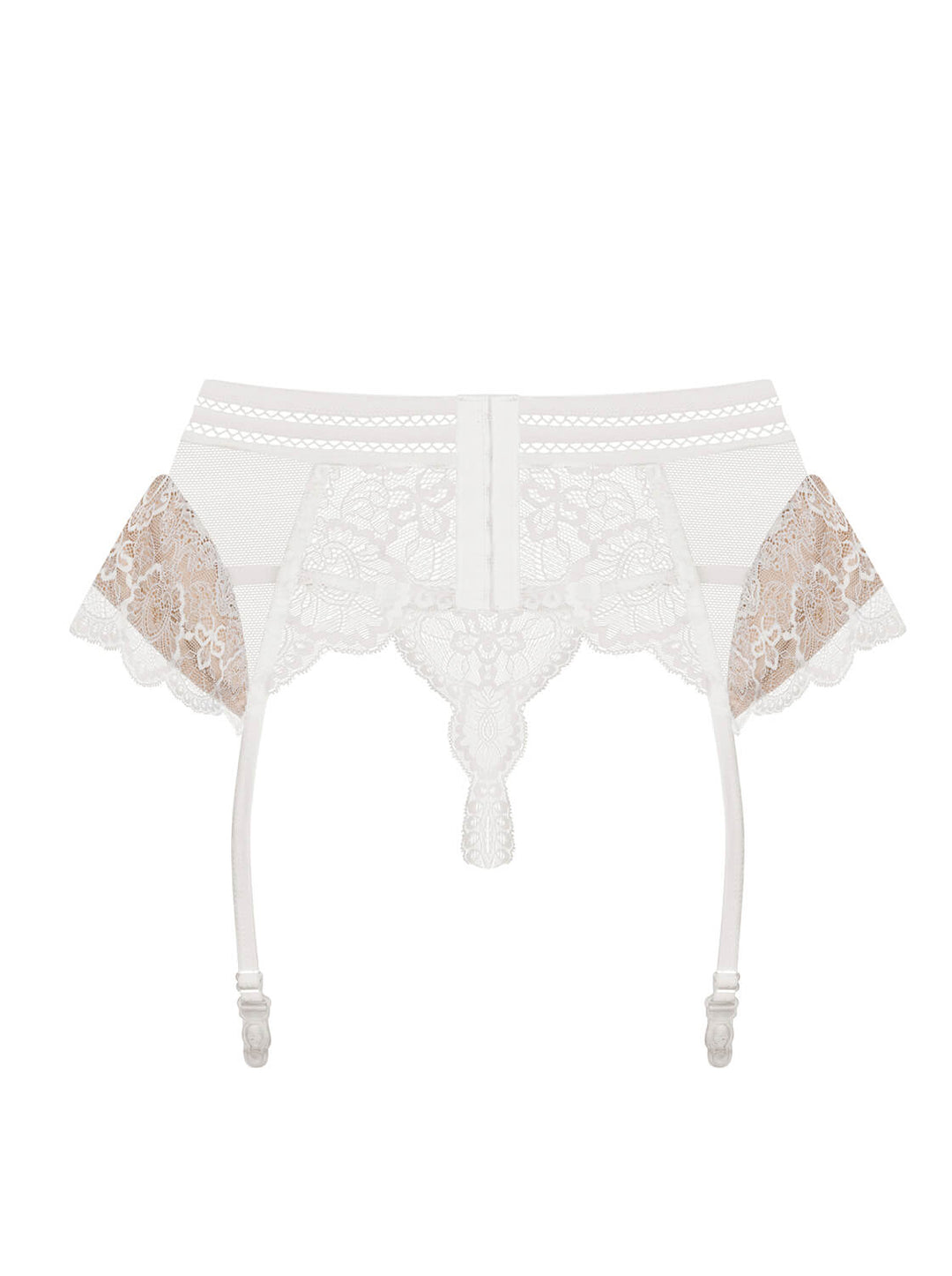 Obsessive Victoria Garter Belt w/Thong Set White-Rebel Romance