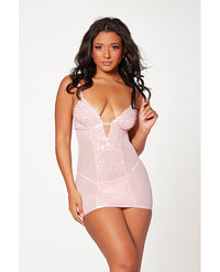 Seven 'til Midnight Floral Mesh Chemise & G-String Pink-Rebel Romance