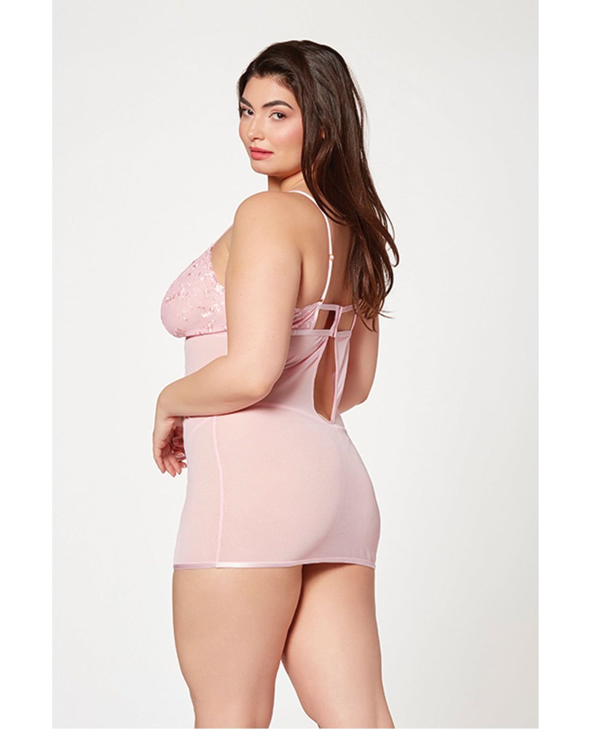 Seven 'til Midnight Queen Floral Mesh Chemise & G-String Pink-Rebel Romance