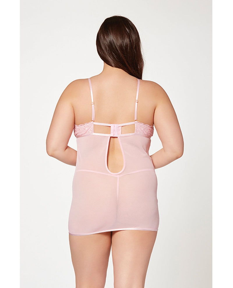 Seven 'til Midnight Queen Floral Mesh Chemise & G-String Pink-Rebel Romance