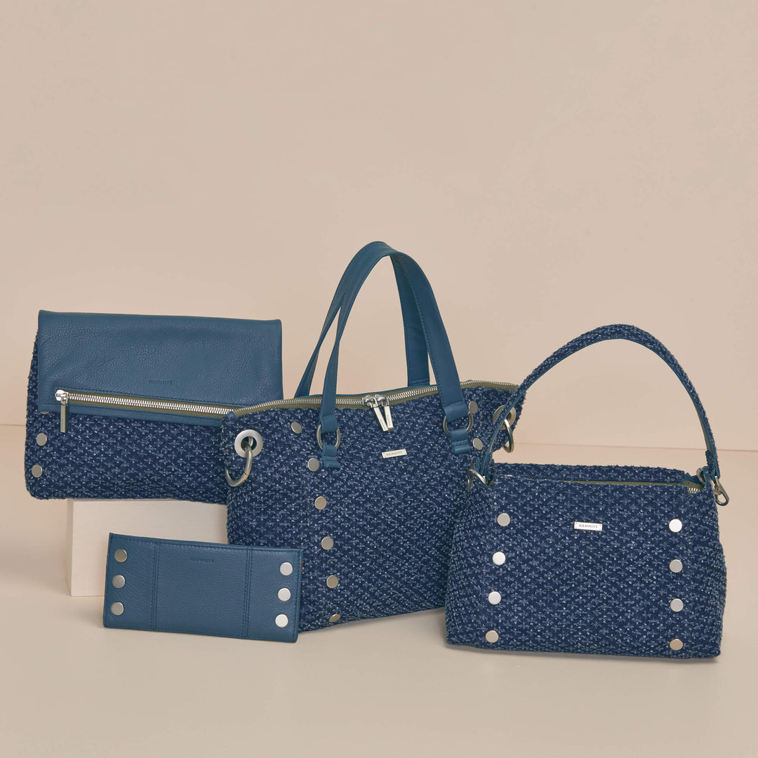 VIP Med Zippered Leather Crossbody Clutch Weekend Blues