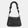 Leather Scrunchie Bag Ruched Strap Black/Gunmetal-Rebel Romance