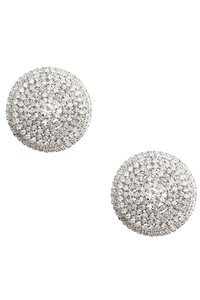 Stunning pair of round, self-adhering silver rhinestone pasties, sparkling like crystal jewels.