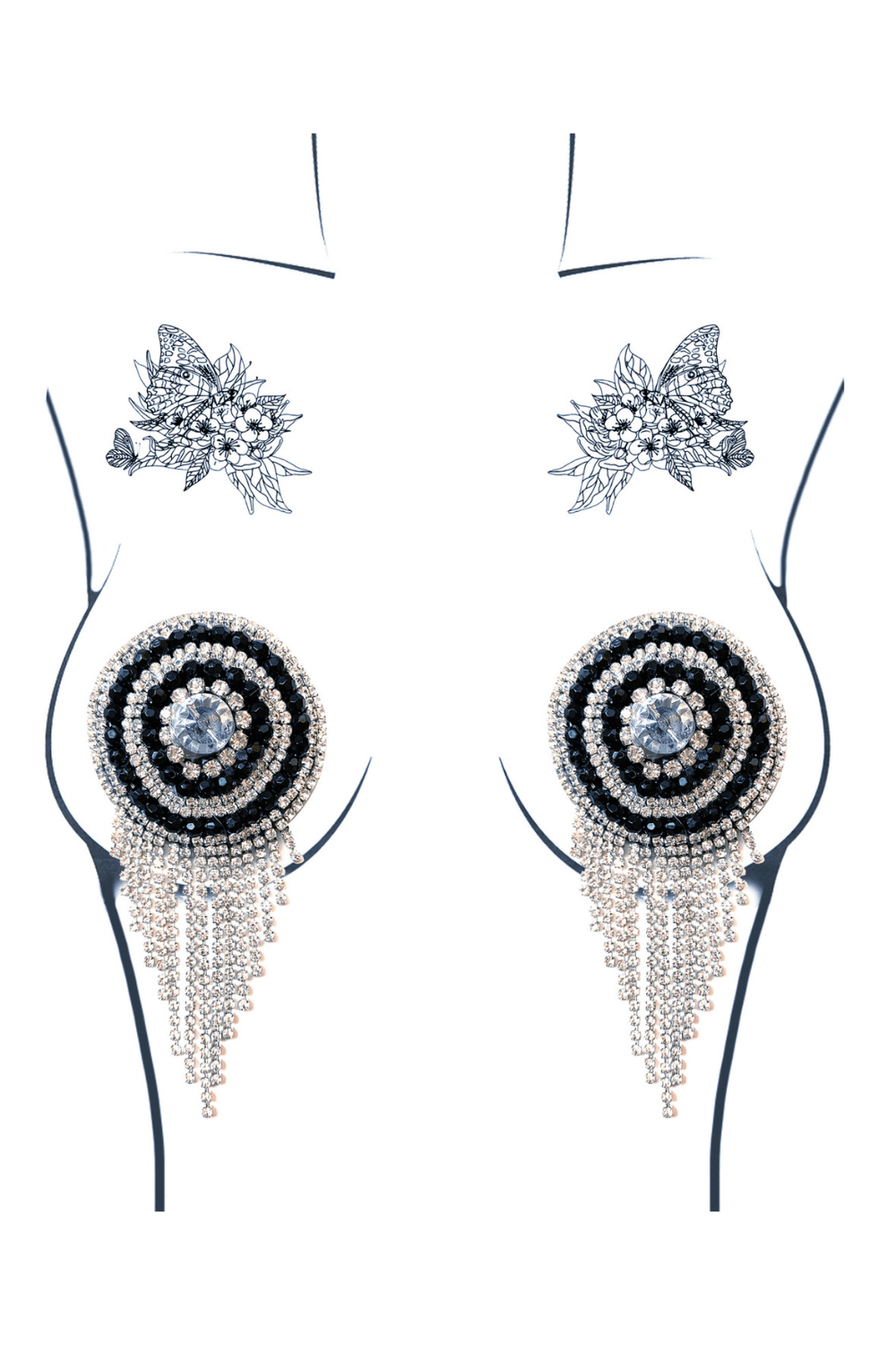 Burlesque Bohemian Rhapsody Jewel Reusable Silicone Pasties-Rebel Romance