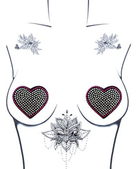Burlesque Heart N' Soul Crystal Heart Pasties Pink/Clear-Rebel Romance