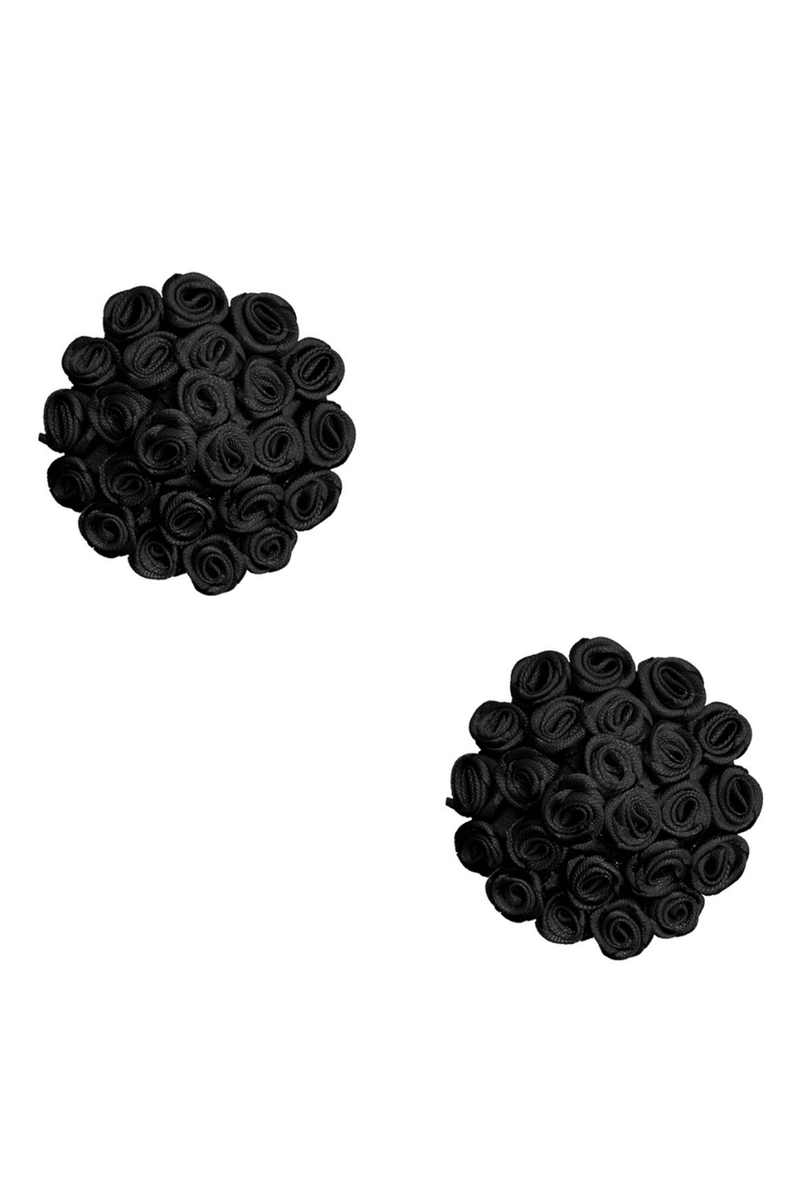 Burlesque Nightfall Black Roses Reusable Silicone Pasties-Rebel Romance