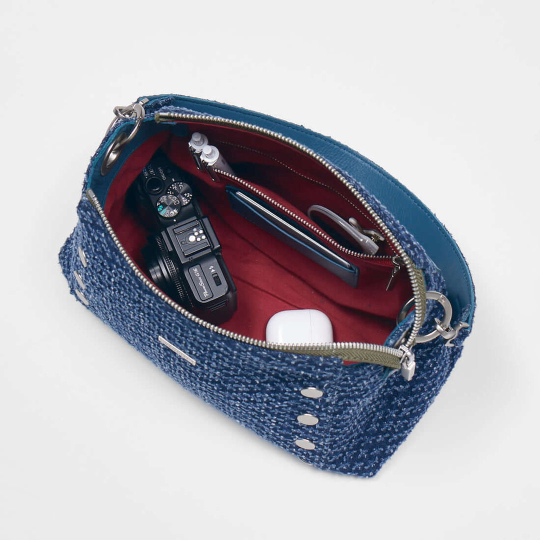 Hammitt Bryant Med Leather Shoulder Bag Weekend Blues/Brushed Silver-15508-Blu-Slvr-Rebel Romance