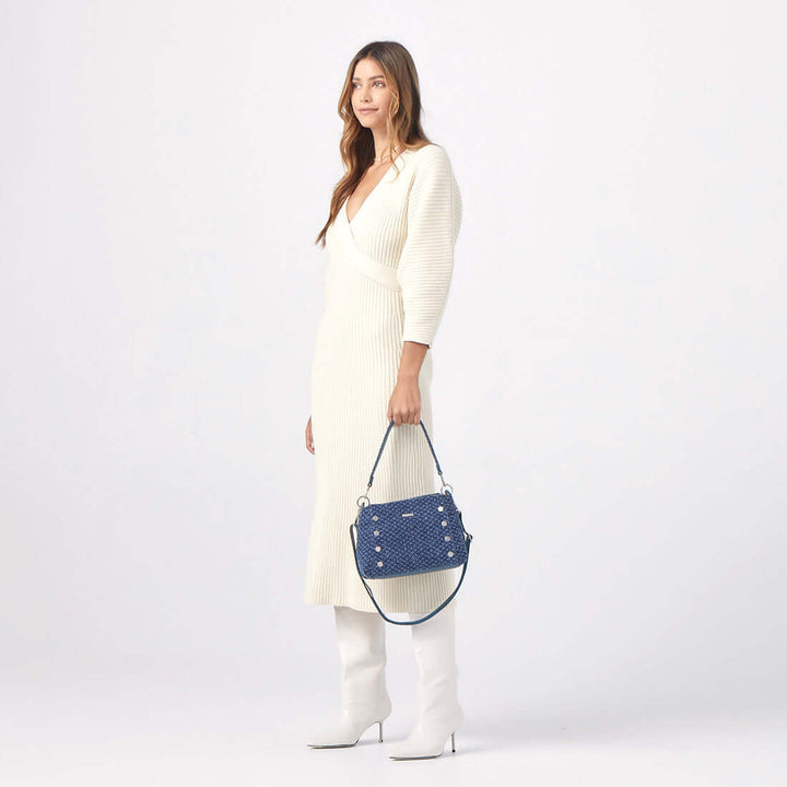 Hammitt Bryant Med Leather Shoulder Bag Weekend Blues/Brushed Silver-15508-Blu-Slvr-Rebel Romance