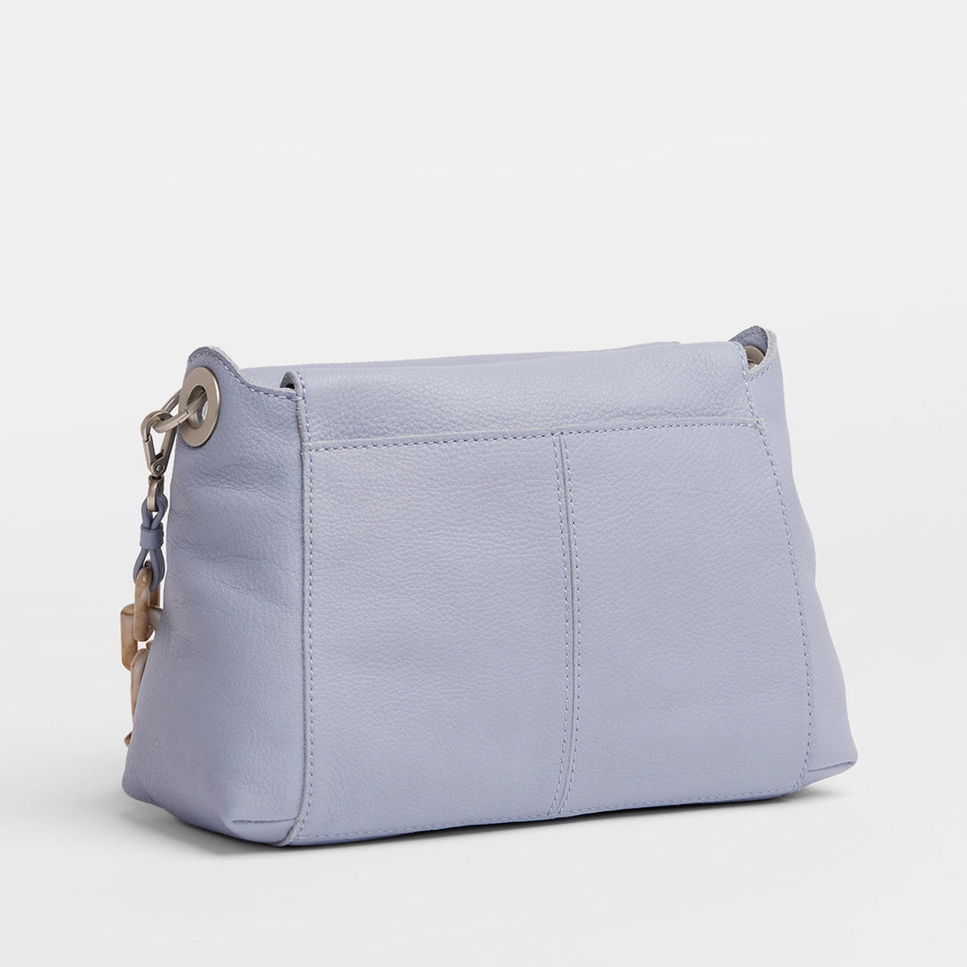 Bryant Med Leather Shoulder Bag Periwinkle Haze/Silver