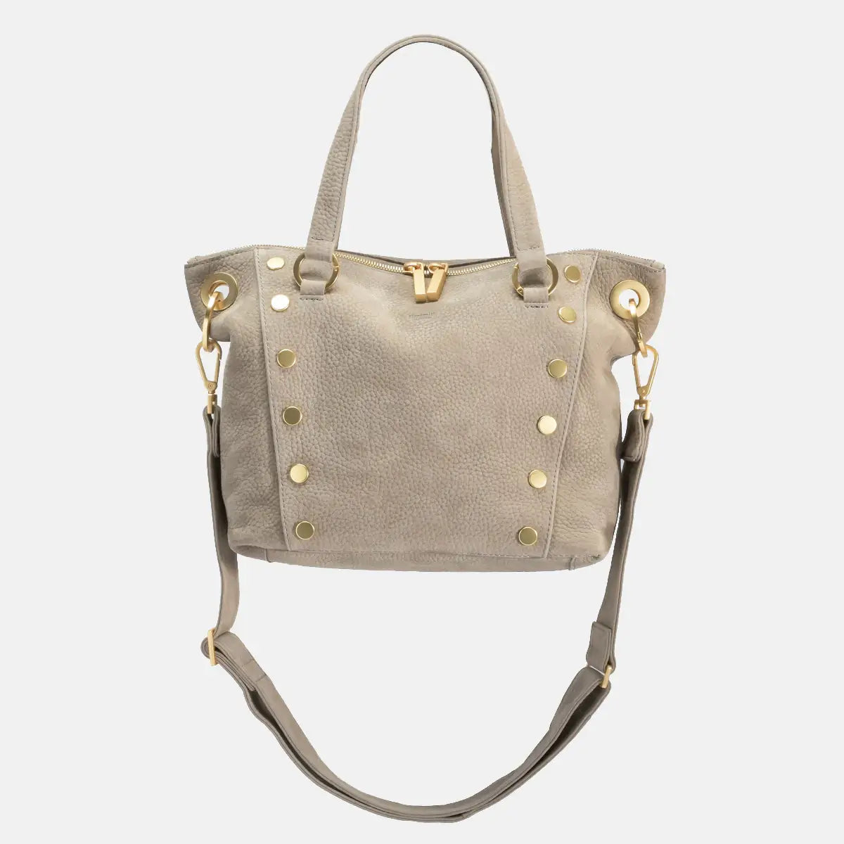 Daniel Med Leather Satchel Bag Grey Natural/Brushed Gold-Rebel Romance