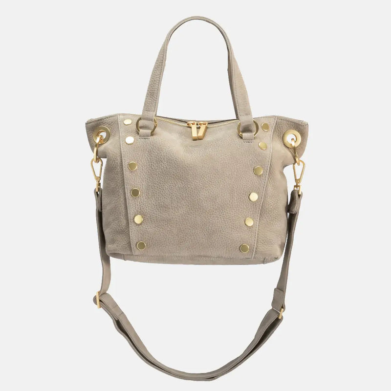 Daniel Med Leather Satchel Bag Grey Natural/Brushed Gold-Rebel Romance