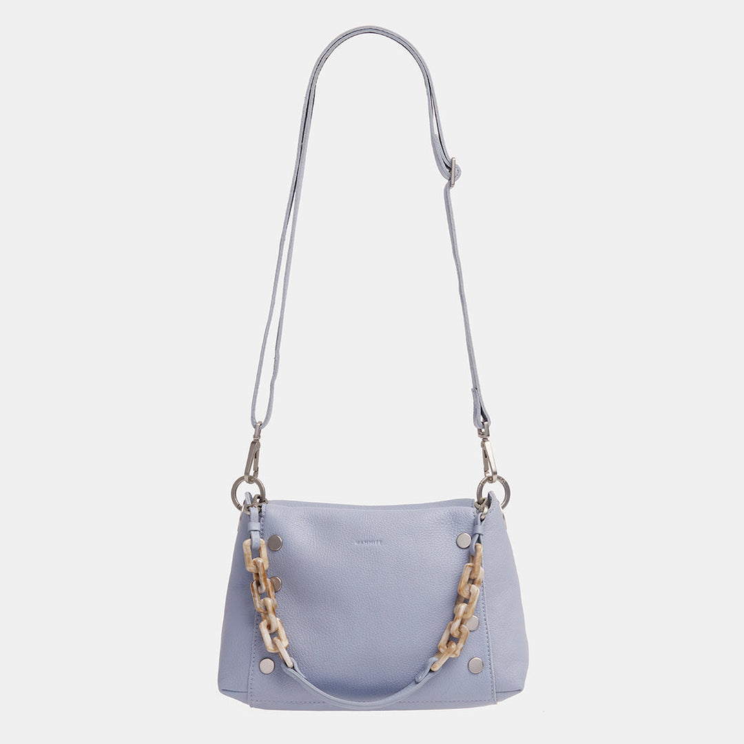 Bryant Med Leather Shoulder Bag Periwinkle Haze/Silver