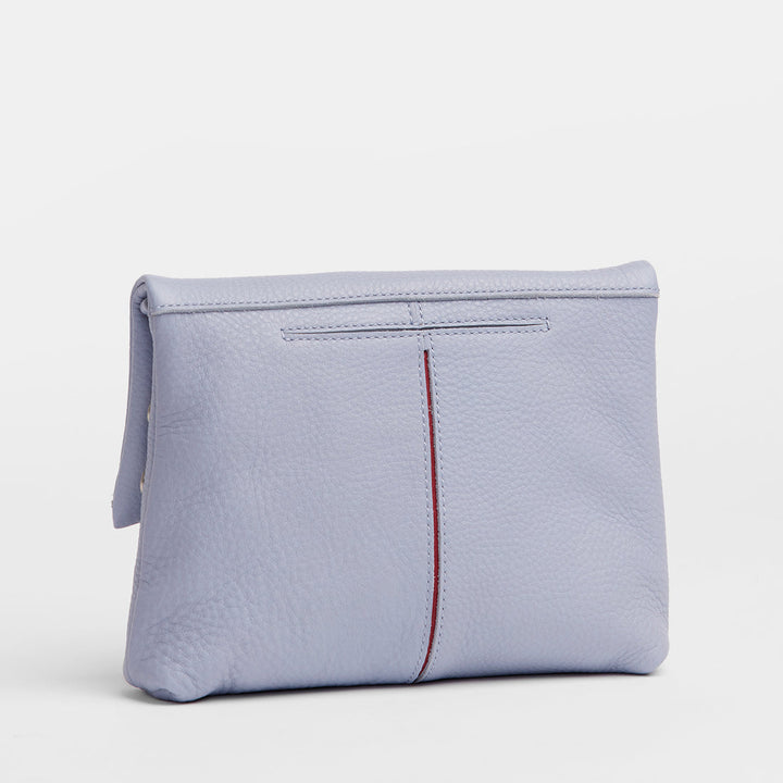 VIP Med Zippered Leather Crossbody Clutch Periwinkle Haze/Silver