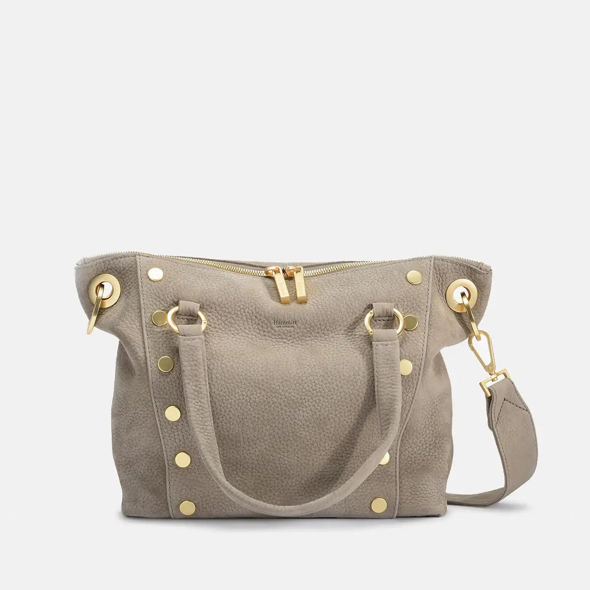 Daniel Med Leather Satchel Bag Grey Natural/Brushed Gold-Rebel Romance