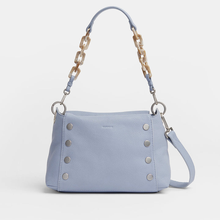 Bryant Med Leather Shoulder Bag Periwinkle Haze/Silver