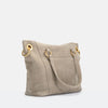 Daniel Med Leather Satchel Bag Grey Natural/Brushed Gold-Rebel Romance