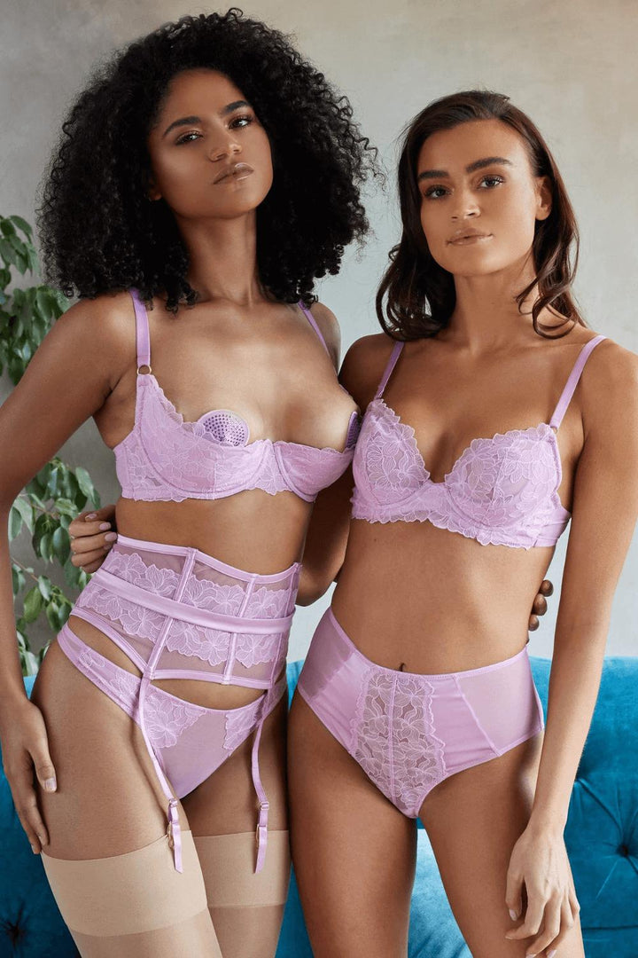 Playful Promises Lila Shelf Bra Quarter Cup Lilac Open Cups-Rebel Romance
