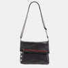 VIP Med Zippered Leather Crossbody Clutch Black/Gunmetal Red Zip-Rebel Romance